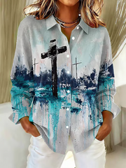 Women's Retro Abstract Pattern Faith Print shirts