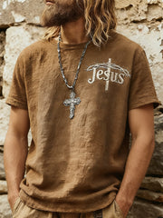 Men's Vintage Christian Faith Cross Short Sleeve T-shirt