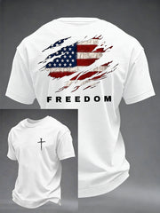 Men's Christian Freedom Cross Flag Short Sleeve T-shirt