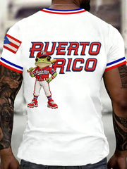 Men's Puerto Rico Baseball Print Casual Tee