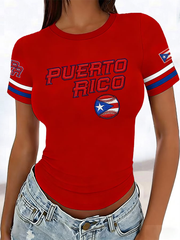 Women's Puerto Rico Baseball Short-sleeved T-shirt