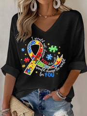 Women's Autism Awareness Print Waffle T-shirt