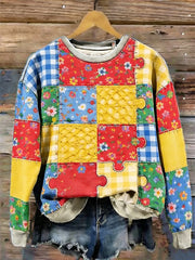 Women's Autism Awareness Print Sweatshirt