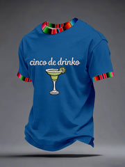 Men's Cinco de Drinko Embroidery Pattern T-Shirt