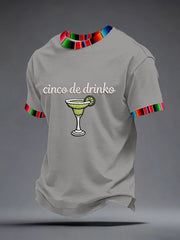 Men's Cinco de Drinko Embroidery Pattern T-Shirt