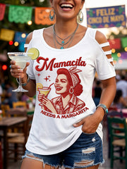 Women's Funny Mamacita Needs A Margarita Cinco de Mayo Print Casual Top