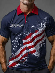Men's 4th of July Descendant of Patroit Print Casual Tops