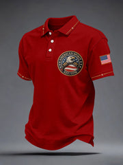 Men's American Spirit Embroidered Pattern Polo Shirt