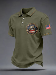 Men's American Spirit Embroidered Pattern Polo Shirt