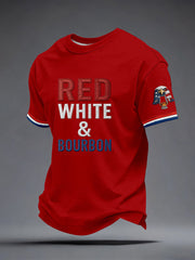 Men's Red White and Blue Embroidered Pattern T-Shirt