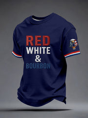 Men's Red White and Blue Embroidered Pattern T-Shirt