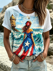 Women's Puerto Rico Printed short-sleeved T-shirt