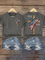 Women's Stand For The Flag Kneel For The Cross Short Sleeve T-Shirt