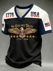 Men's In God We Trust Printed V-neck T-shirt