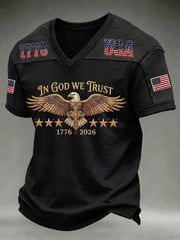 Men's In God We Trust Printed V-neck T-shirt