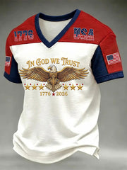 Men's In God We Trust Printed V-neck T-shirt