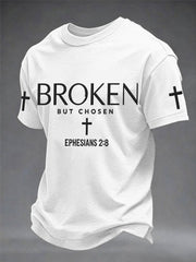 Men's Christian Cross Broken But Chosen Print Tee