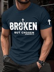 Men's Christian Cross Broken But Chosen Print Tee