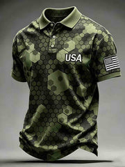 Men's Patriotic Retro Art Print Short Sleeve Top