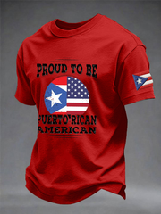 Men's Puerto Rico Printed imitation cotton short-sleeved T-shirt