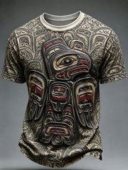 Men's Indigenous Print Casual T-Shirt
