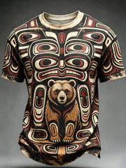 Men's Indigenous Print Casual T-Shirt