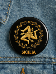 Unisex Sicilia Trinacria Print Brooch
