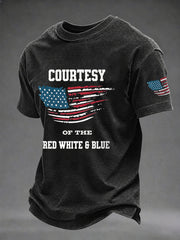 Men's 'Courtesy Of The Red White And Blue' Print Casual T-Shirt