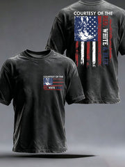 Men's 'Courtesy Of The Red White And Blue' Print Casual T-Shirt