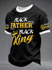 Men's “Black Father Black King” Father's Day Fun Casual T-shirt