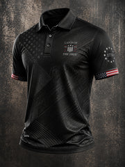 Men's Independence Day Land Of The Free Print Casual Patriotic Polo