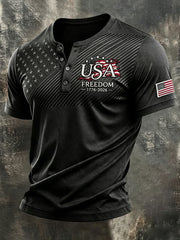 Men's Independence Day Flag Art Short Sleeve Top