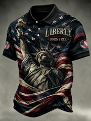Men's Independence Day Liberty USA Flag Print Casual Patriotic Polo