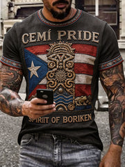 Men's Puerto Rico Taino Art Printed T-shirt