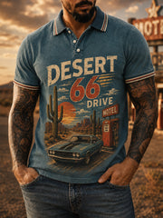Men's Retro 66 Road Club Print Casual Polo