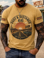 Men's Retro 66 Road Club Print Casual Tee