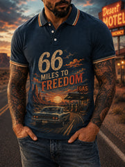 Men's Retro 66 Road Club Print Casual Polo