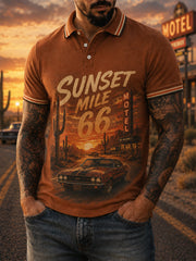 Men's Retro 66 Road Club Print Casual Polo