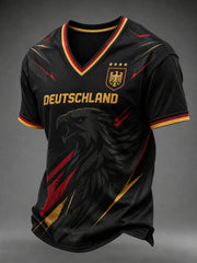 Men's Germany Football Fan Print V-neck T-shirt