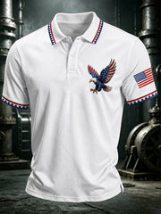 Men's Independence Day Bald Eagle Print Casual Patriotic Polo