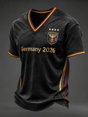 Men's Germany Football Printed V-neck T-shirt