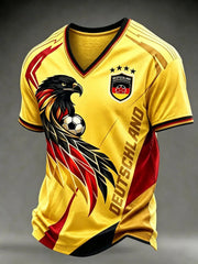Men's Germany Football Fan Print V-neck T-shirt