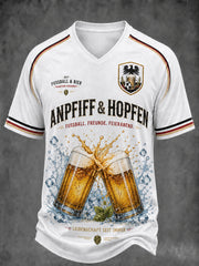 Men's German Football And Beer Cheers Graphic V-neck T-shirt