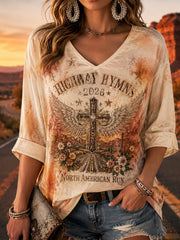 Women's Country Rock Tour 2026 Graphic V-Neck T-Shirt