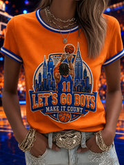 Women's Go New York! Gift For Basketball Fans Print Casual Tee