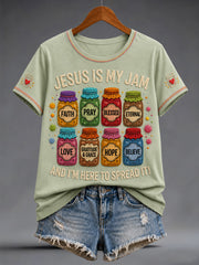 Women's Christian Jesus Is My Jam And I'm Here To Spread It Print Tee