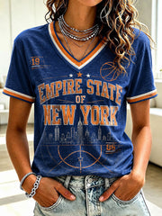 Women's Empire State Of New York Printed V-neck T-shirt