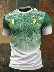 Men's Ivory Coast Football Lover Art Printed T-shirt