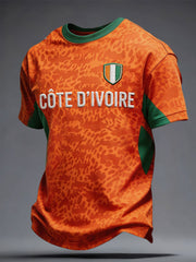 Men's Ivory Coast Football Lover Art Printed T-shirt