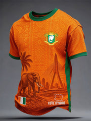 Men's Ivory Coast Football Lover Art Printed T-shirt